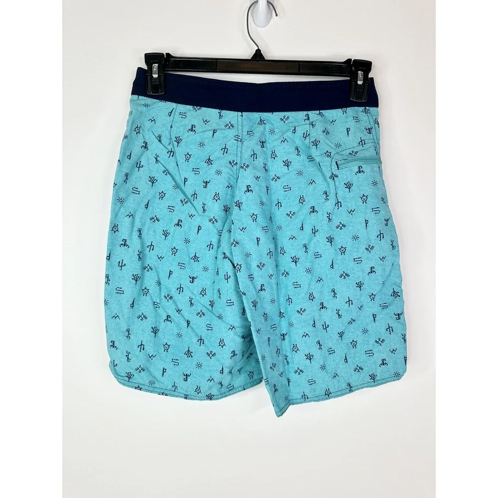 Patagonia Board Shorts Men's 28 Swim Surf Drawstring Cactus Print Blue‎